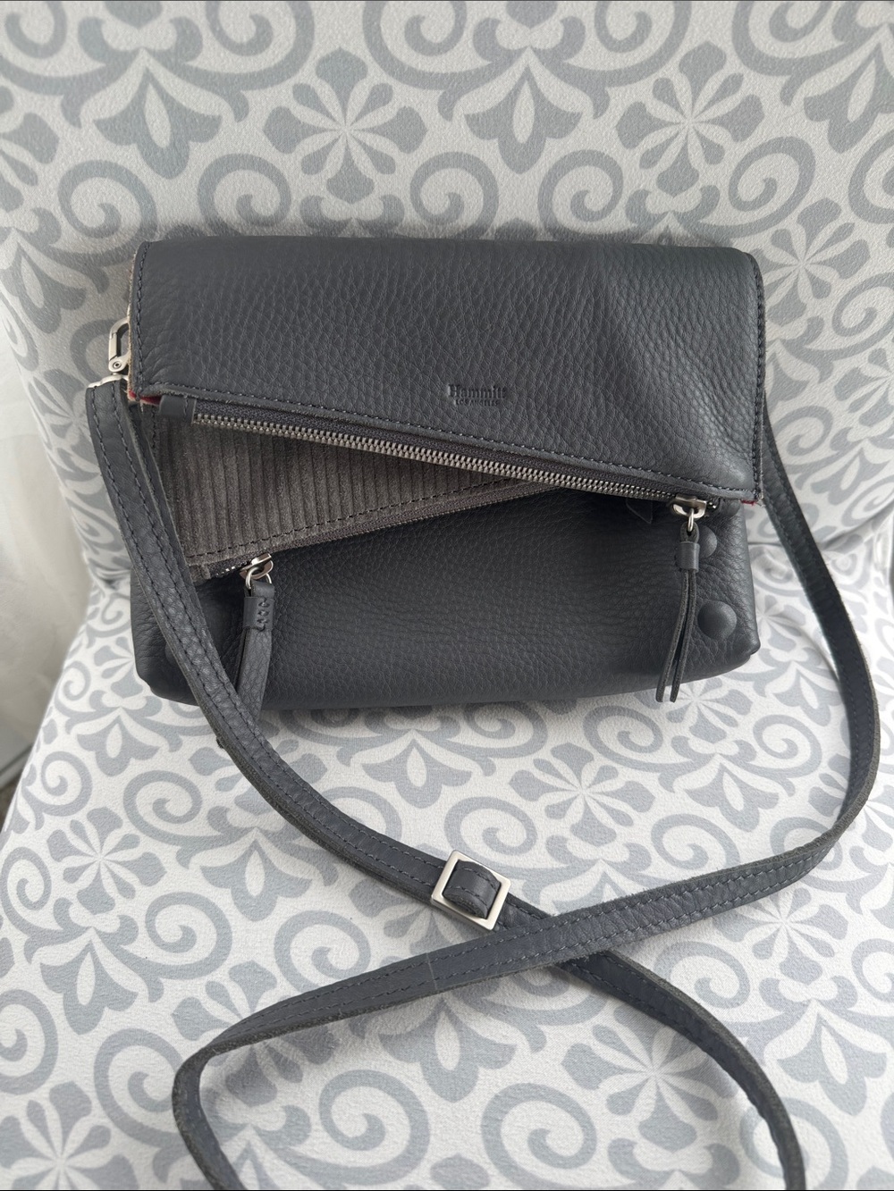 Hammitt Crossbody Bag in Dark Gray with Silver Hardware